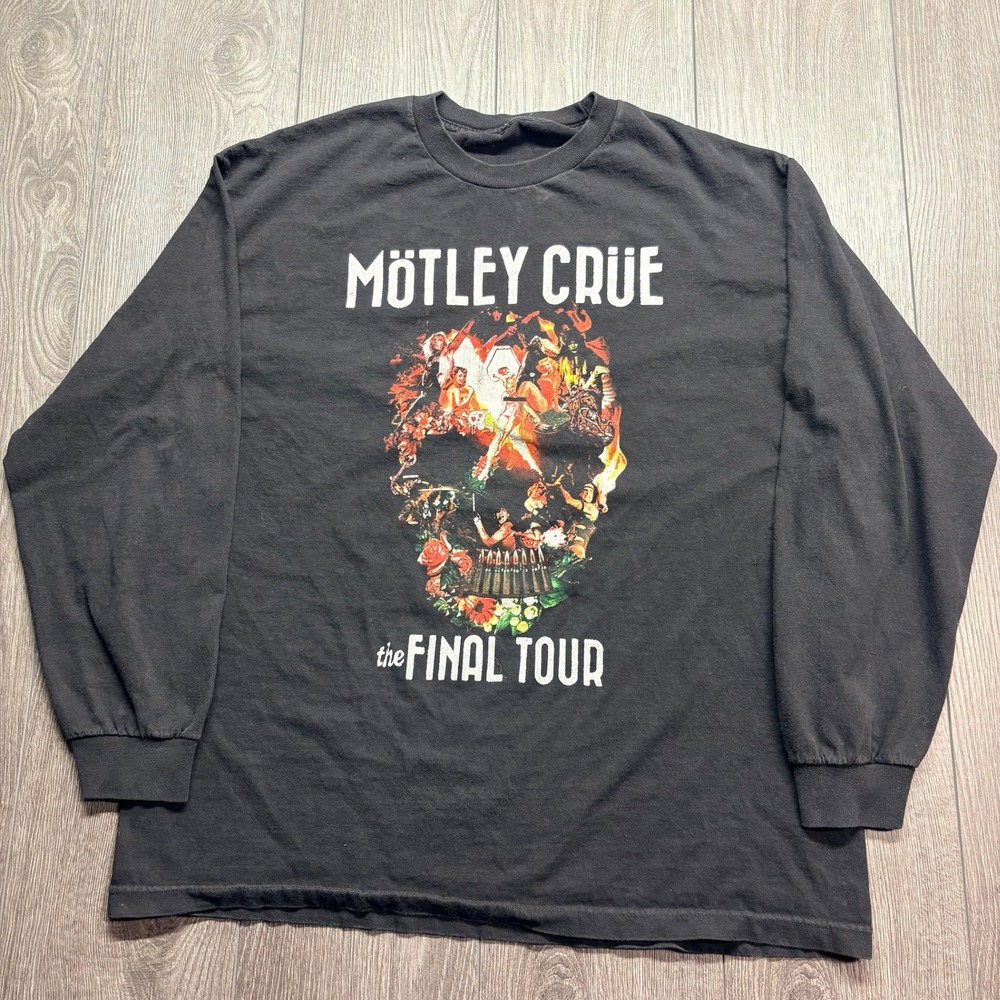 Motley Crue The Final Tour 2014 Long Sleeve Shirt Mens XL Alice Cooper Concert